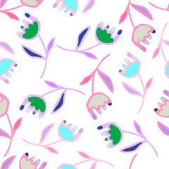 Hand drawn flower seamless pattern. Unusual floral wallpaper.
