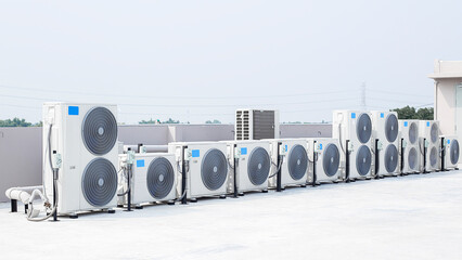 air condition outdoor unit compressor install outside the building.
