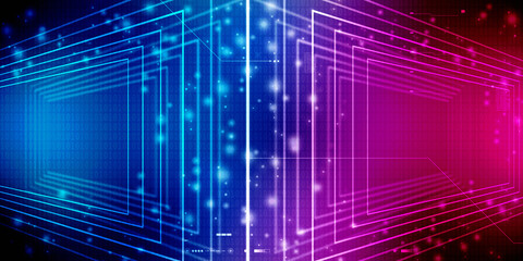2d illustration Abstract futuristic electronic circuit technology background
