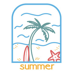 Fototapeta na wymiar Vector icon, logo in linear style. For labels, prints on clothing, posters and other purposes. Illustrations of vector symbols for surfing.
