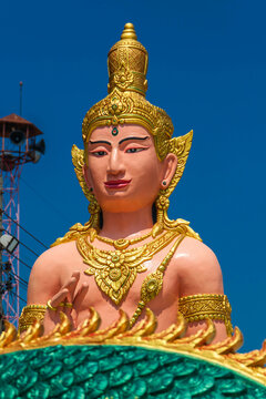temple guardian at a temple in suphanburi thailand