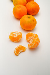 Fresh tangerines fruits isolated on white background