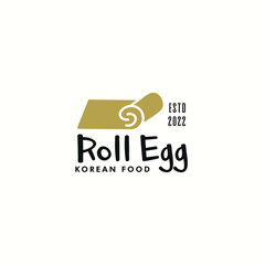 Simple roll egg logo vector design illustration, modern roll egg ; Korean food icon logo design vector idea concept with flat, modern and luxury styles isolated on white background.