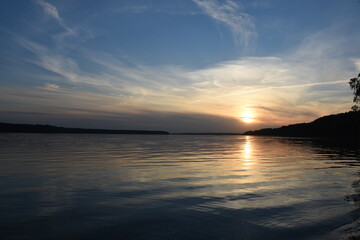 Peaceful lake on evening