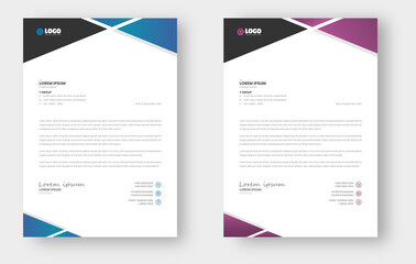 corporate modern business letterhead design template with purple and blue colors. creative modern letterhead design template for your project. letter head, letterhead, business letterhead design.