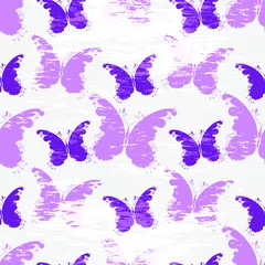 Papier Peint photo Papillons Motif lumineux sans couture avec des papillons roses dans un style grunge sur fond blanc. image vectorielle eps 10