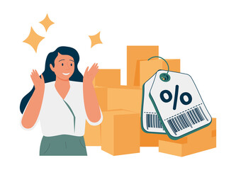 Loyalty program concept. People getting gifts and rewards from store, bonus points, discount.