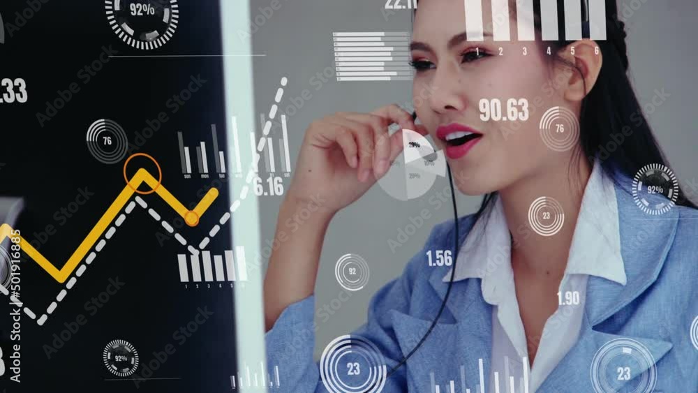Poster customer support call center provide data in conceptual vision . business and communication technolo