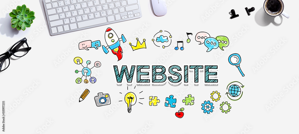 Wall mural website with a computer keyboard and a mouse