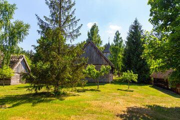 Thatched cottage in open-air museum, Wdzydze Kiszewskie, Poland.