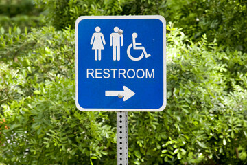 Isolated restroom sign