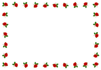 Marco de rosas rojas sobre fondo blanco