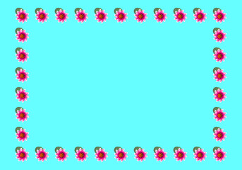 Marco de flores de loto sobre fondo azul