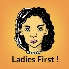lady face factor illustration with curly hair