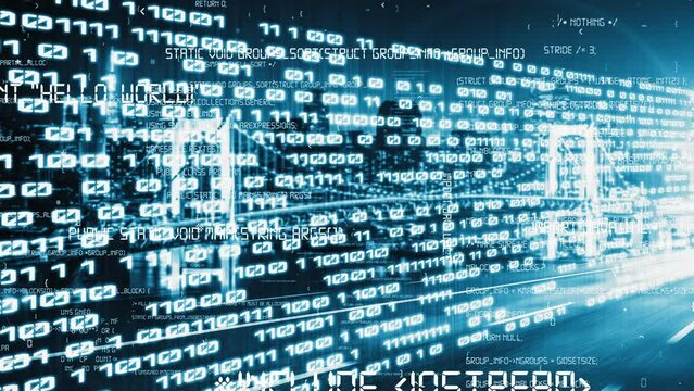 Software development, application programming code and tacit computer coding . Concept of smart digital transformation and technology disruption that changes global trends in new information era .
