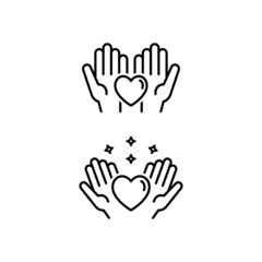 Heart in palms flat vector icon. Human flat vector icon