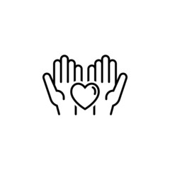 Obraz premium Heart in palms flat vector icon. Human flat vector icon