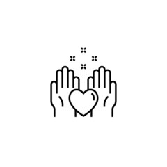 Heart in palms flat vector icon. Human flat vector icon