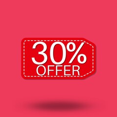 30% Offer red discount tag banner for free