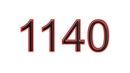 red 1140 number 3d effect white background