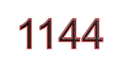 red 1144 number 3d effect white background