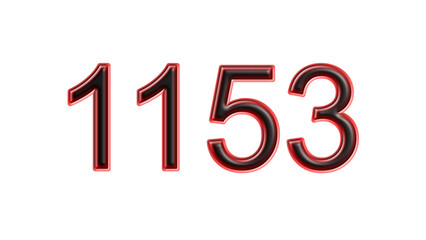 red 1153 number 3d effect white background