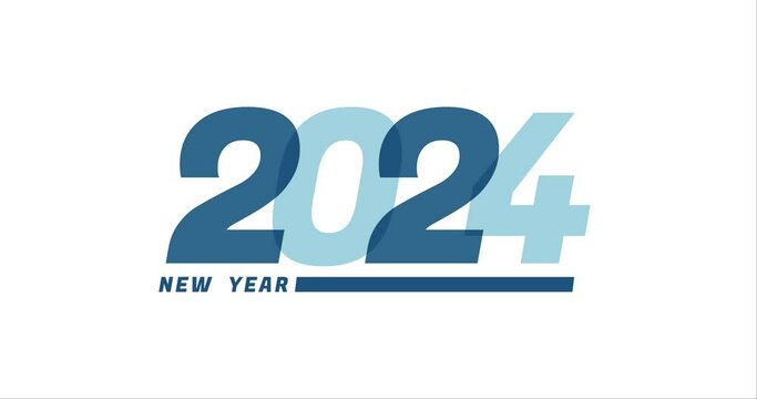 2024 animation Isolated on white background, 2024 new year design template