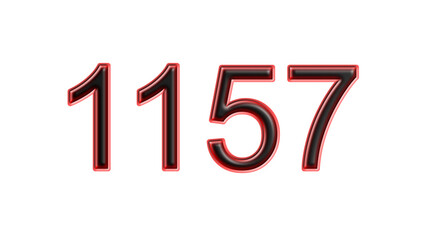 red 1157 number 3d effect white background