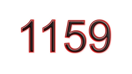 red 1159 number 3d effect white background