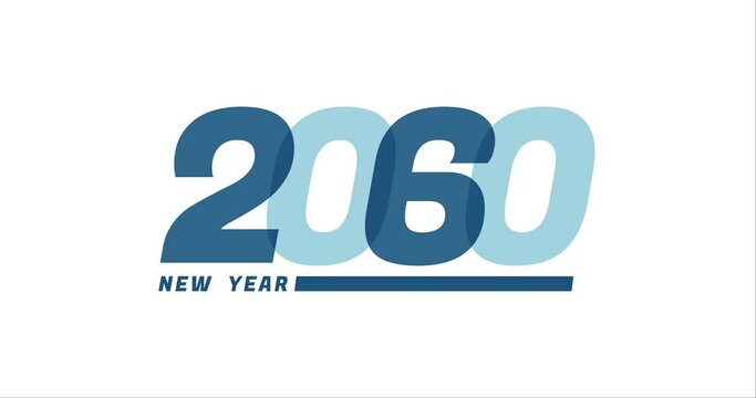2060 animation Isolated on white background, 2060 new year design template