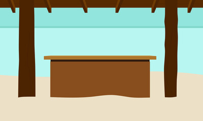 Bar table under a canopy on the beach