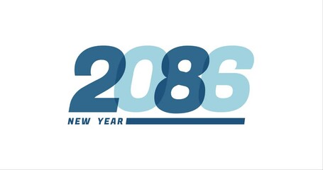 2086 animation Isolated on white background, 2086 new year design template
