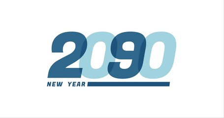 2090 animation Isolated on white background, 2090 new year design template