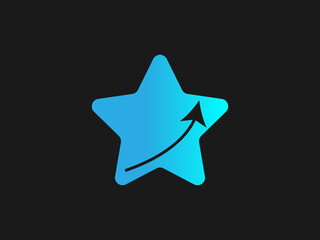Star vector design with arrow, blue colour design illustrator, arrow in the star