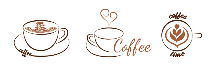 Simple coffee logos set. Coffee pack. - obrazy, fototapety, plakaty