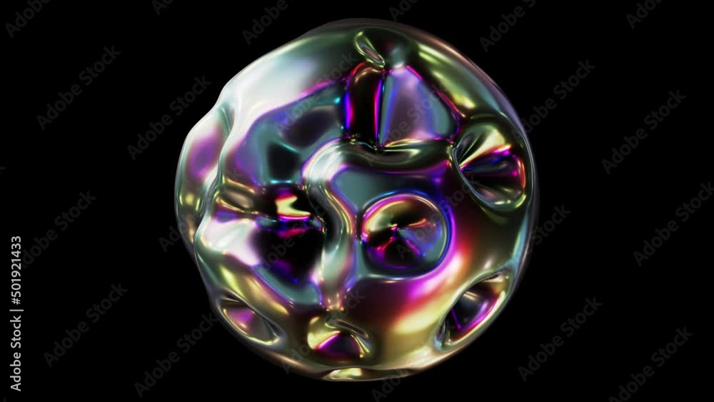 Aufkleber realistic looping 3d animation of the beautiful abstract morphing pearly black liquid iridescent met