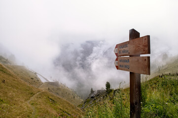 Passo Stelvio, Italy - mountain pass hidden in the fog