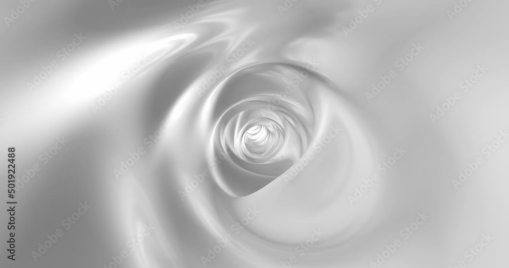 Poster flight deep into the white tunnel. 4k background animation of seamless loops
