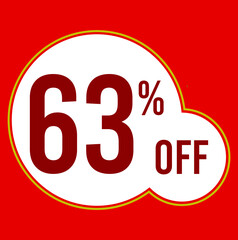 63 percent red banner with white ballons and red lettering for promotions and offers