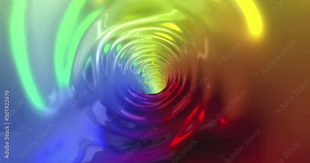 Aufkleber light at the end of the tunnel, flying deep into the colorful rainbow tunnel. background animation o