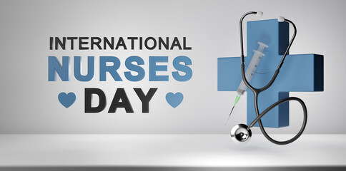 international nurses day horizontal banner design background 3D Render