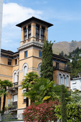 Fototapeta na wymiar Locarno Tessin Schweiz italienischer Baustil Haus Turm südländisch