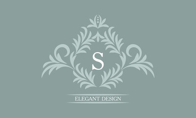 Elegant floral monogram design template for letters S. Calligraphic elegant ornament. Business sign, identity monogram for restaurant, boutique, hotel, heraldic, jewelry.