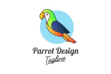 Colorful Parrot Bird Mascot Character Cartoon Logo Design