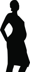 silhouette of pregnant women posing. vector illustration
