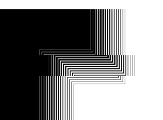 Abstract striped transition from black to white with thin straight broken lines. black and white pattern. Modern vector background