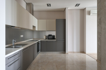 modern kitchen interior, light and dark kitchen design