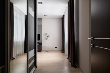 corridor with mirrored cabinet, interior of a modern apartment