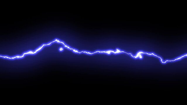 Electric lightning on a black background. Strong luminous discharge. Blank for design with empty space for insertion.