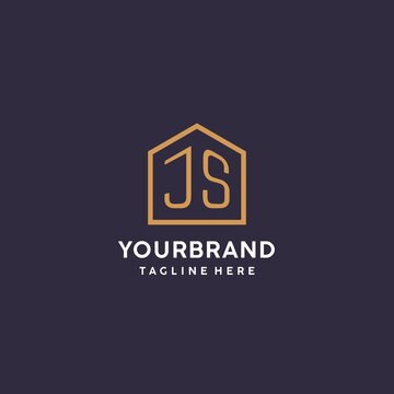 Initial JS logo with abstract home shape, simple luxury real estate logo
